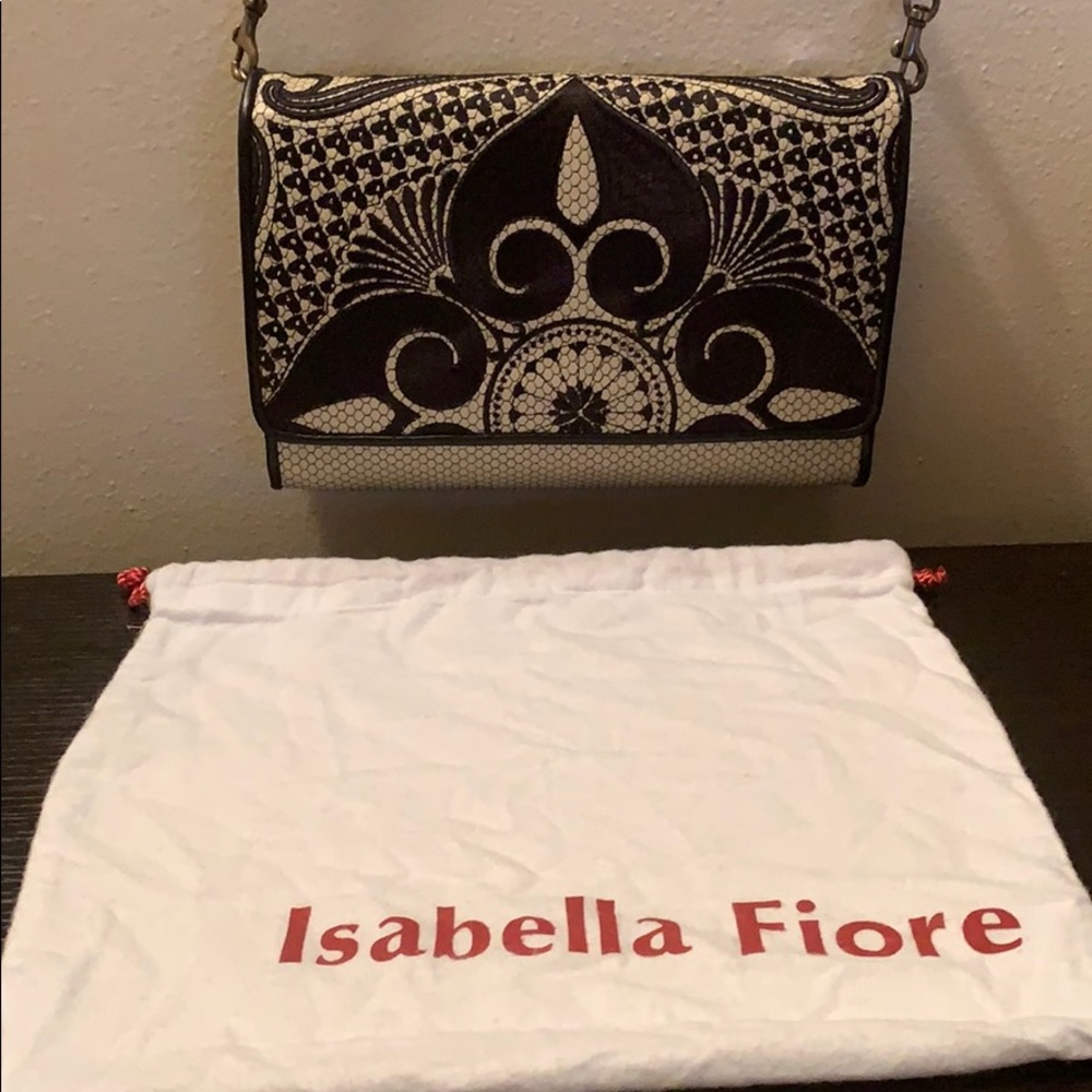Isabella Fiore leather embroidered clutch NWOT